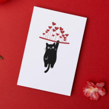 Gato Negro Divertido Pasando el Día de San Valentí