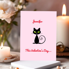 Tarjeta Festiva Gato Negro Divertido y Lindo San Valentín Sé Mío C