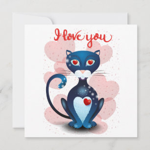 Tarjeta Festiva Gato negro enamorado
