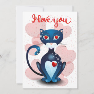 Tarjeta Festiva Gato negro enamorado