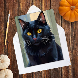 Tarjeta Festiva Gato Negro | Feliz Halloween Espeluznante