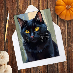 Tarjeta Festiva Gato Negro   Feliz Halloween Espeluznante