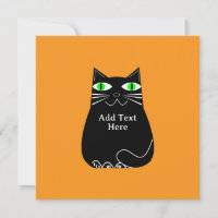 Gato negro graso con ojos verdes Personalizado tex