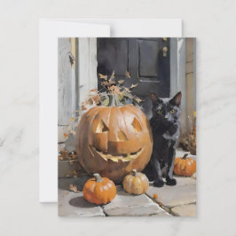 Tarjeta Festiva Gato Negro Halloween
