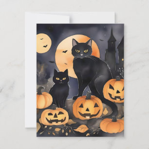 Tarjeta Festiva Gato Negro Halloween A