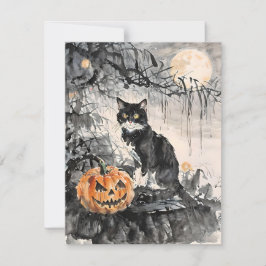 Tarjeta Festiva Gato Negro Halloween E