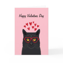Gato negro San Valentín carta gatos de amor