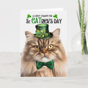 Tarjeta Festiva Gato persa de Tabby con suerte el día de St CATric