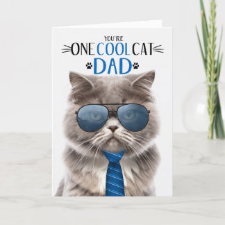 Tarjeta Festiva Gato persa gris en Guay del día del padre