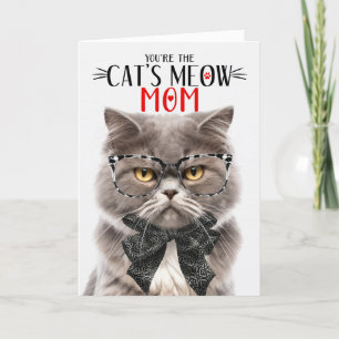 Tarjeta Festiva Gato persa gris para mamá en el día de la madre