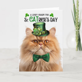 Tarjeta Festiva Gato persa jengibre con suerte el día de los gatos