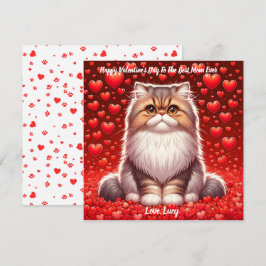 Tarjeta Festiva Gato Persa San Valentín Rurrú