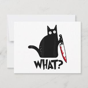 Tarjeta Festiva Gato Qué_ Gracioso Gato Negro 
