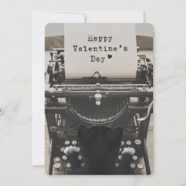 Tarjeta Festiva Gato que mecanografía el día de San Valentín feliz