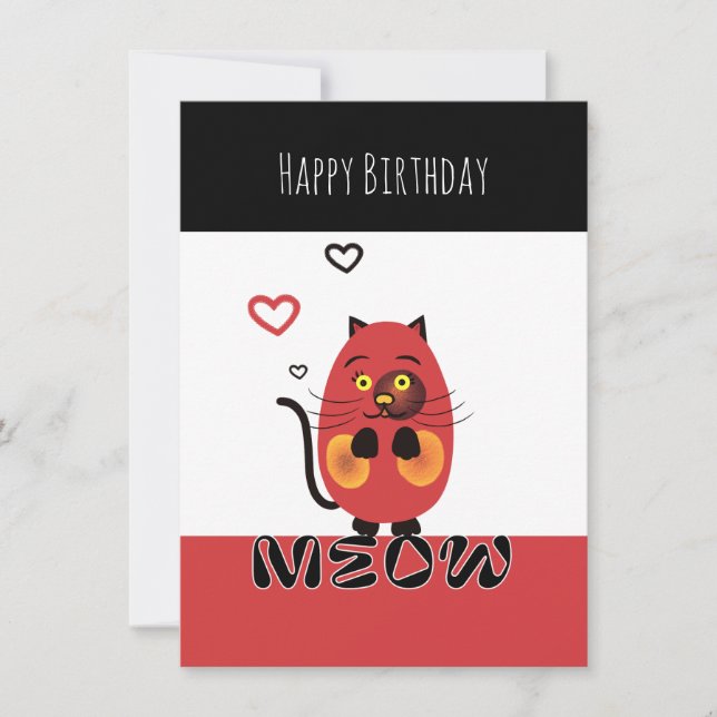 Tarjeta Festiva Gato rojo gracioso (Anverso)