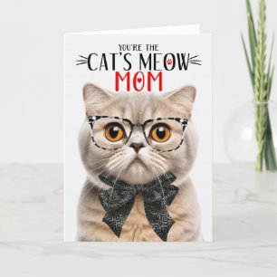 Tarjeta Festiva Gato Scottish Fold crema para mamá en el Día de la
