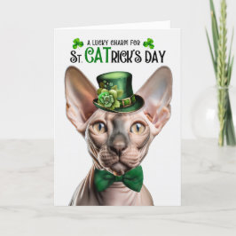 Tarjeta Festiva Gato Sfinx con suerte encanto Día de St CATrick