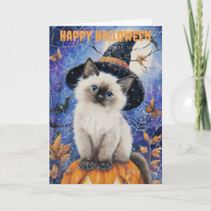 Tarjeta Festiva Gato siamés de Halloween