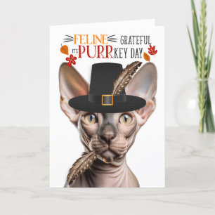 Tarjeta Festiva Gato sin pelo Sphynx grato por día PURR
