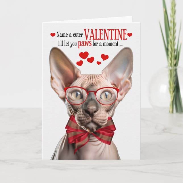 Tarjeta Festiva Gato sin pelo Sphynx Lover Valentine Humor felino (Anverso)
