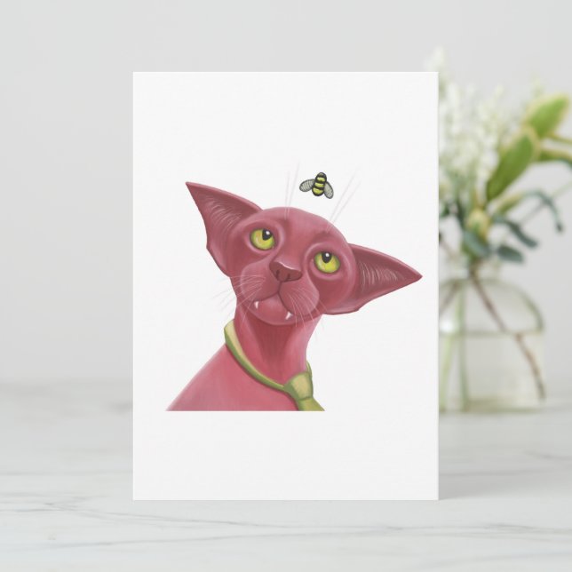 Tarjeta Festiva Gato Sphynx (Anverso de pie)