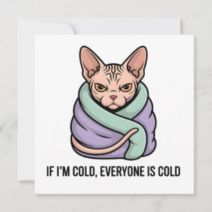 Tarjeta Festiva Gato Sphynx Gruñón Arte de Dibujos Animados con Hu