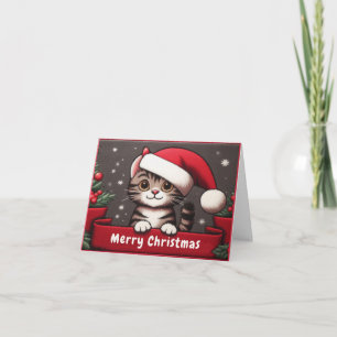Tarjeta Festiva Gato Tabby Travieso Divertido Personalizado de Nav