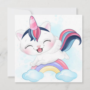 Tarjeta Festiva Gato Unicornio