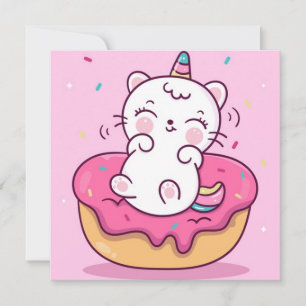 Tarjeta Festiva Gato Unicornio
