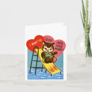 Tarjeta Festiva Gato vintage en Slide Valentine