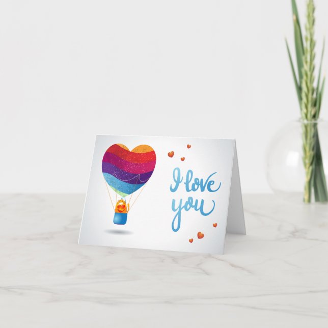 Tarjeta Festiva Gato y balón de amor (Anverso)