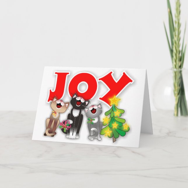 Tarjeta Festiva Gatos alegres (Anverso)