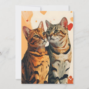 Tarjeta Festiva Gatos Bengala día de San Valentín
