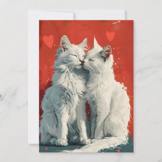 Tarjeta Festiva gatos blancos Turkish Angora día de San Valentín 