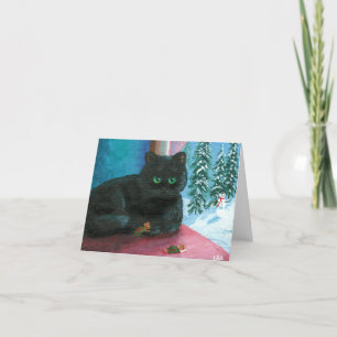Tarjeta Festiva Gatos Creationarts del muñeco de nieve de los