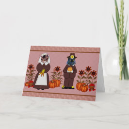 Tarjeta Festiva Gatos de Acción de Gracias