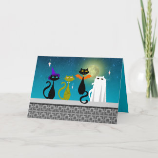Tarjeta Festiva Gatos de Halloween