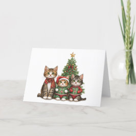 Tarjeta Festiva Gatos de Navidades cortos