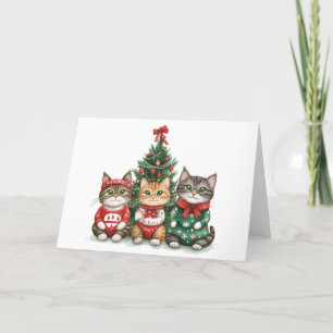 Tarjeta Festiva Gatos de Navidades cortos
