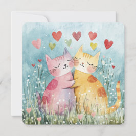 Tarjeta Festiva Gatos de Patchwork San Valentín