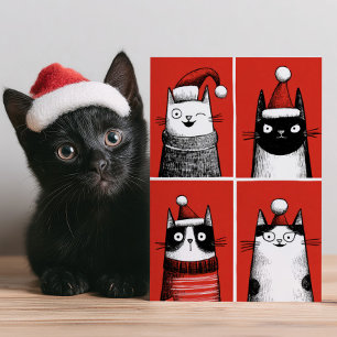 Tarjeta Festiva Gatos de Santa Adorables Gatos Divertidos para Ama