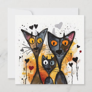Tarjeta Festiva Gatos del Día de San Valentín