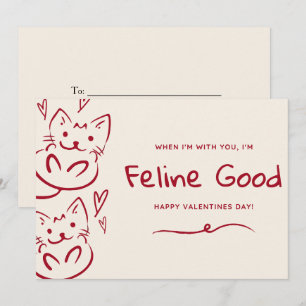 Tarjeta Festiva Gatos dibujados a mano vintage Felinos Bien Contig