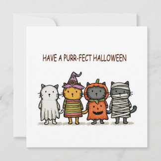 Tarjeta Festiva Gatos divertidos Feliz Halloween