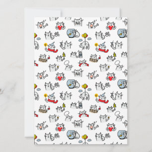 Tarjeta Festiva Gatos divertidos, leche y magia.