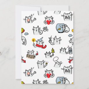 Tarjeta Festiva Gatos divertidos, leche y magia.