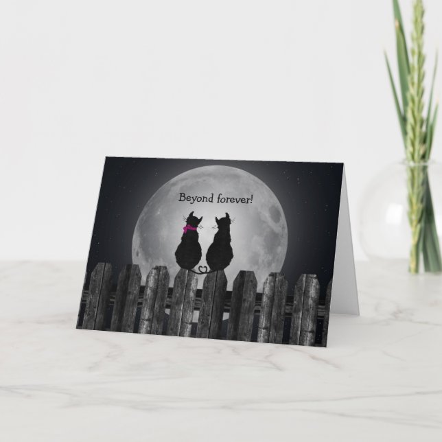 Tarjeta Festiva Gatos en el claro de luna (Anverso)