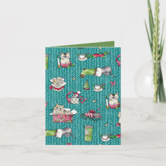 Tarjeta Festiva Gatos en Navidades