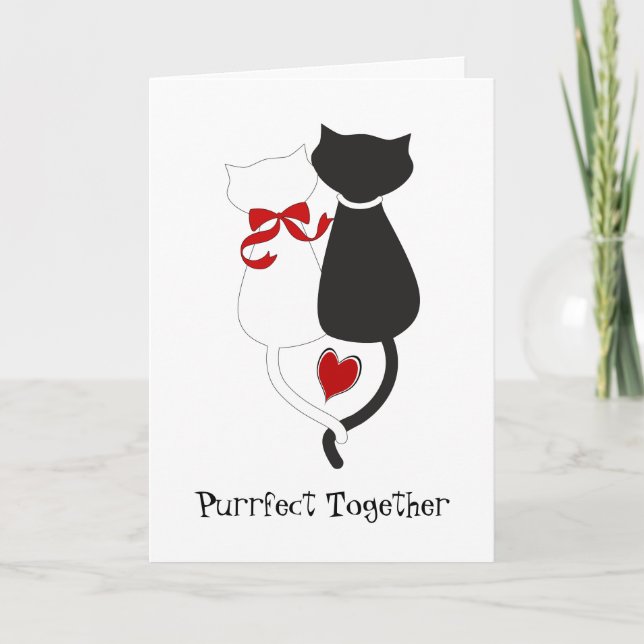Tarjeta Festiva Gatos enamorados El día de San Valentín (Anverso)