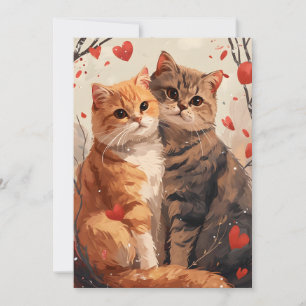 Tarjeta Festiva gatos fold escoceses día de San Valentín
